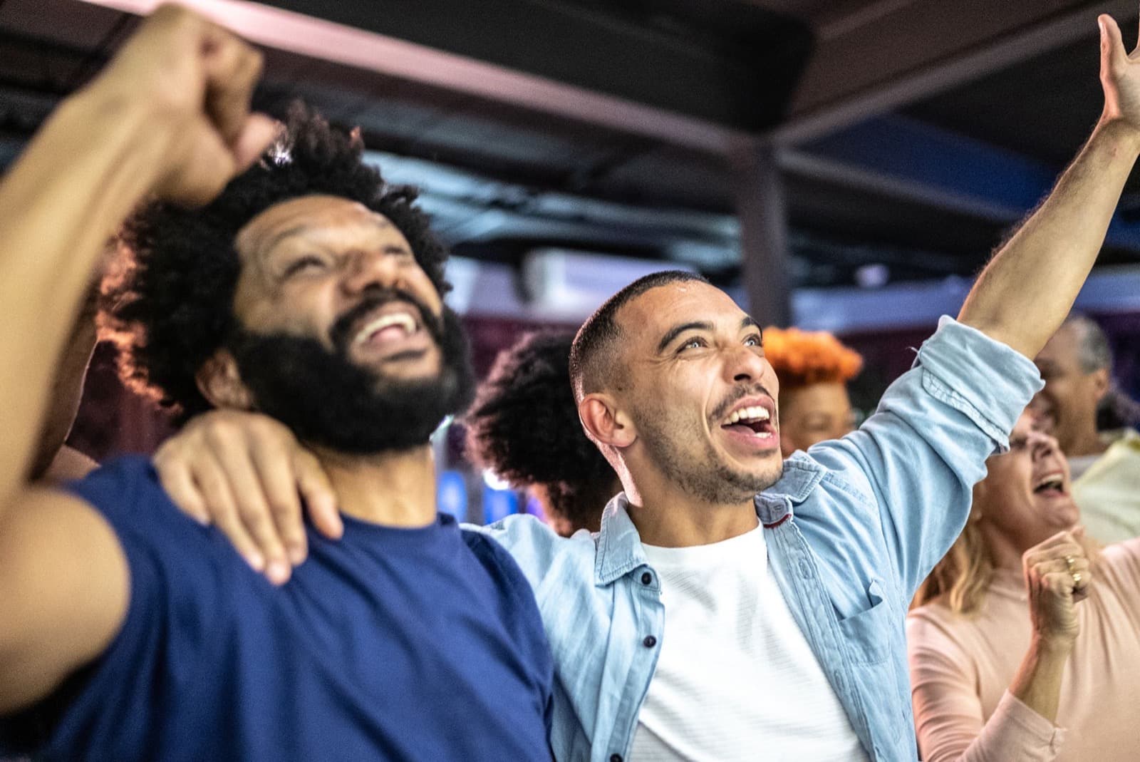 Friends cheering