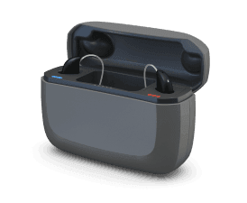 Danavox Premium Charger, powerbank-style, with two hearing aids docked